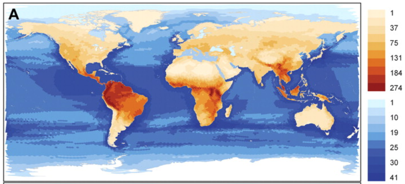 Figure 1A of Schipper et al 2008, showing richness of mammals
