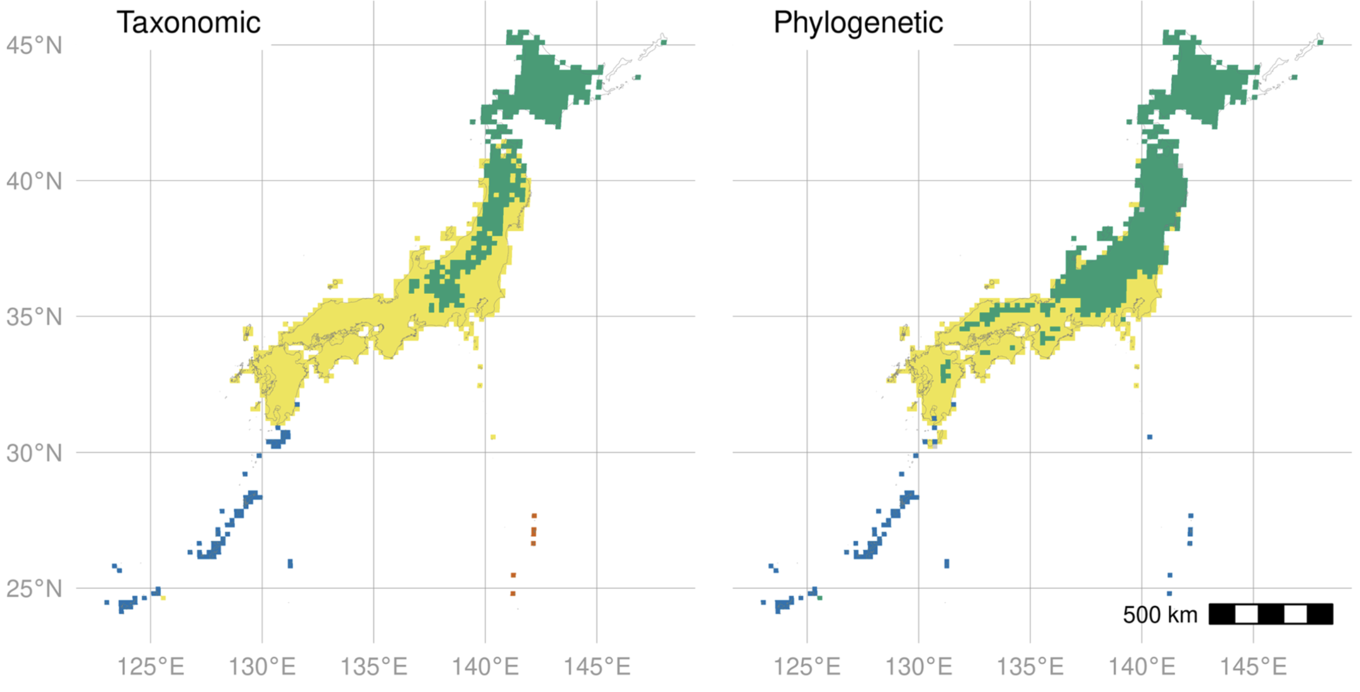 Figure showing bioregions of ferns of Japan
